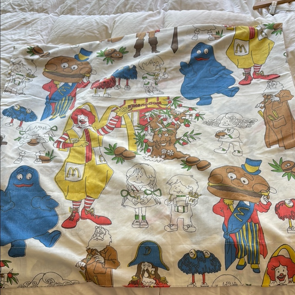 Vintage McDonald's Character twin flat sheet and pillowcase